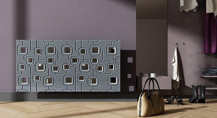 Bespoke Radiator Heater Cover with geometric SATURN Design SATIN MATT Finish-Slate Grey-70x70cm-Distinct Designs (London) Ltd