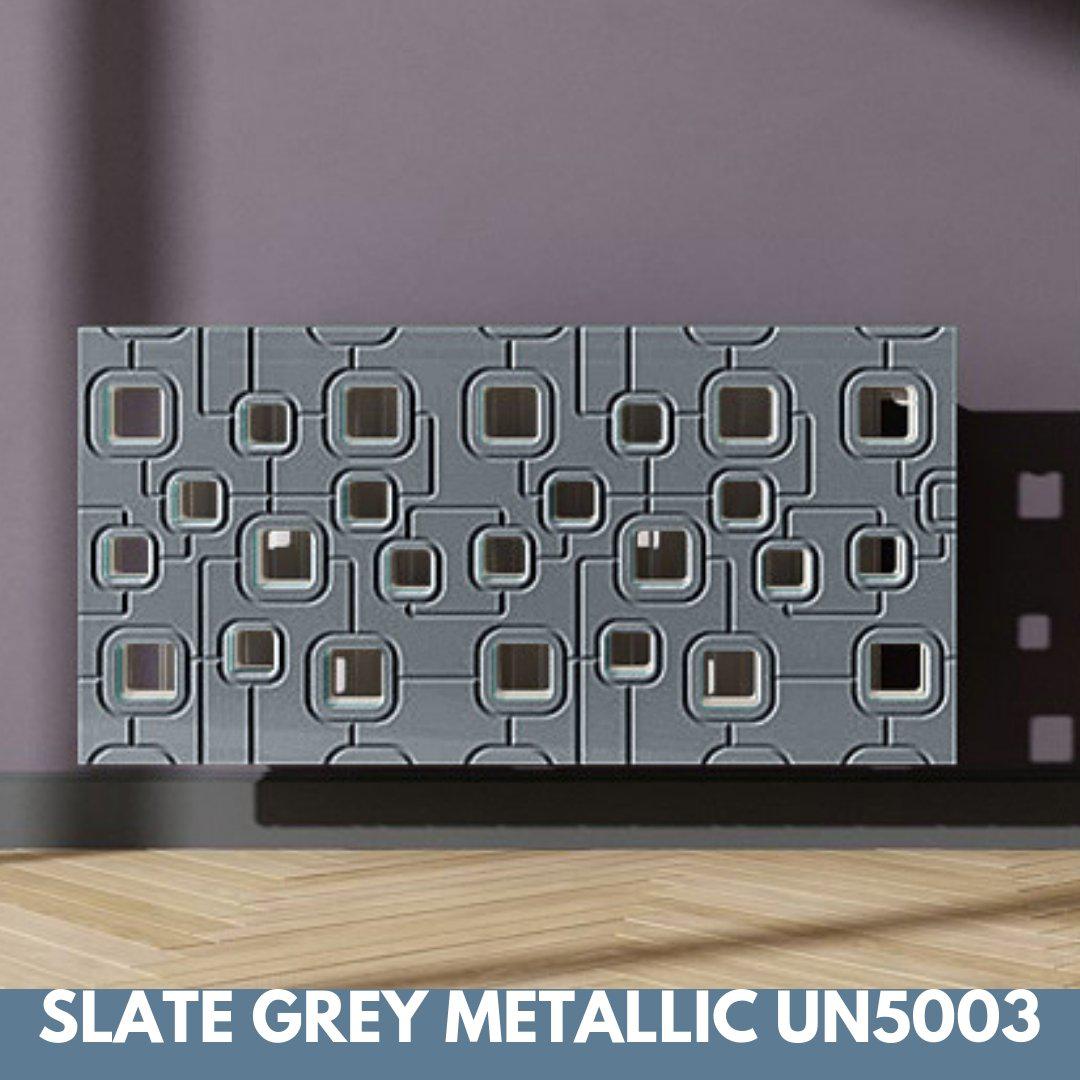 Bespoke Removable Radiator Heater Cover with geometric SATURN Design in SATIN MATT Finish & Colours-Slate Grey-70x70cm-Distinct Designs (London) Ltd