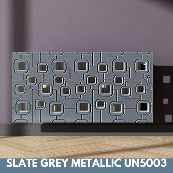 Bespoke Removable Radiator Heater Cover with geometric SATURN Design in SATIN MATT Finish & Colours-Slate Grey-70x70cm-Distinct Designs (London) Ltd