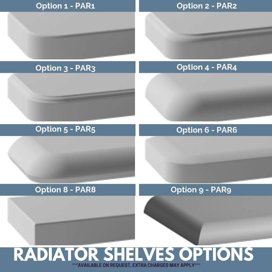 Made to Measure Rounded Radiator Top Shelf Windowsill made with strong 1.8cm thickness material-White-Corner Options-Distinct Designs (London) Ltd