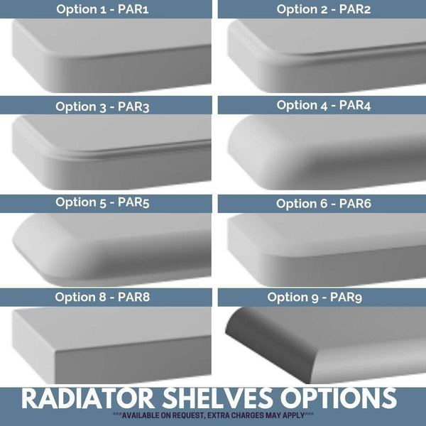 Made to Measure Rounded Radiator Top Shelf Windowsill made with strong 1.8cm thickness material-White-Corner Options-Distinct Designs (London) Ltd