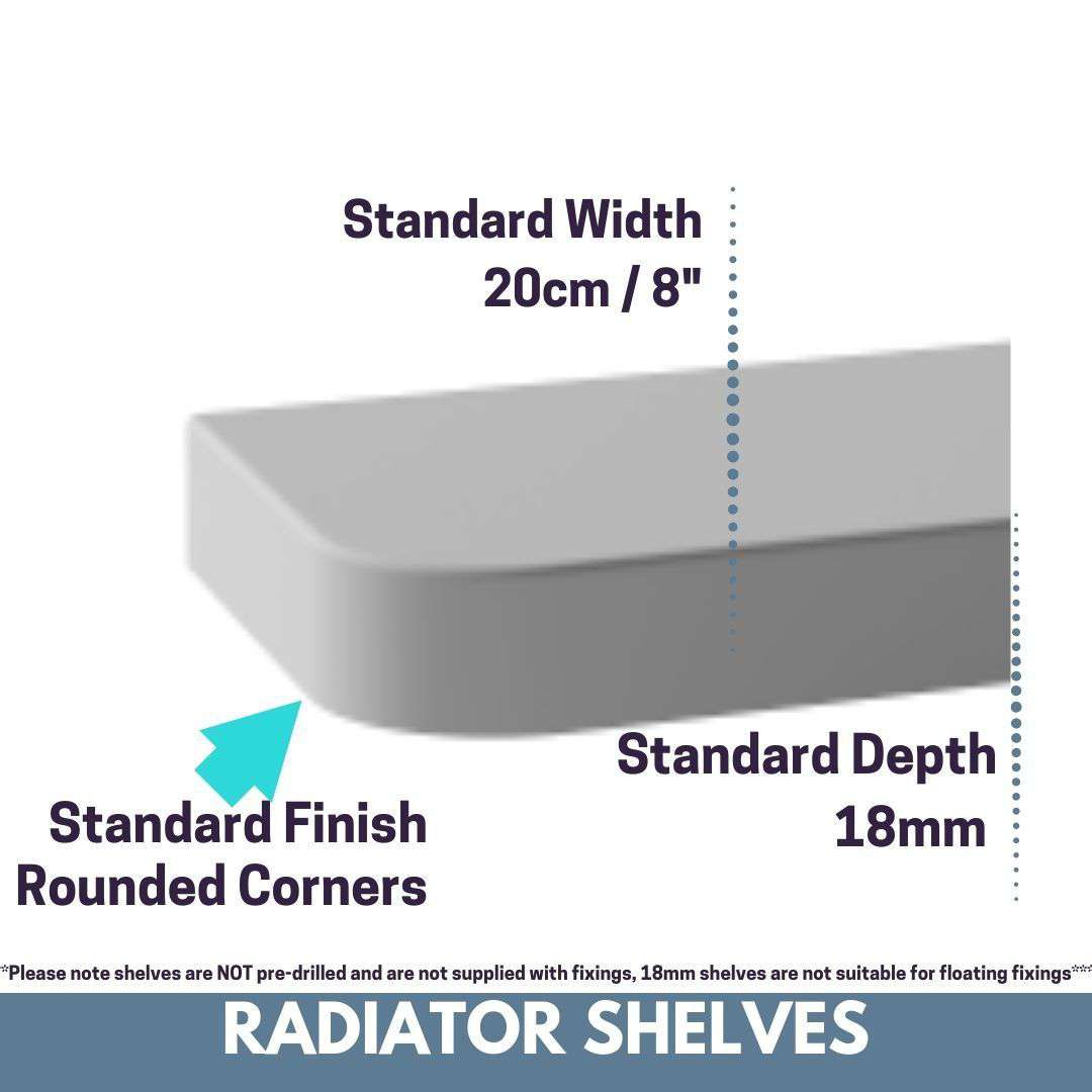 Made to Measure Rounded Radiator Top Shelf Windowsill made with strong 1.8cm thickness material-White-20x72cm/ 8x28"-Distinct Designs (London) Ltd
