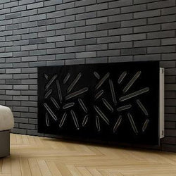 Modern Radiator Heater Cover with STICKS Design GLOSS Finish-Black-70x70cm-Distinct Designs (London) Ltd