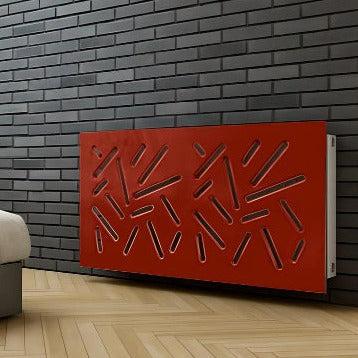 Modern Radiator Heater Cover with STICKS Design GLOSS Finish-DarkRed-70x70cm-Distinct Designs (London) Ltd