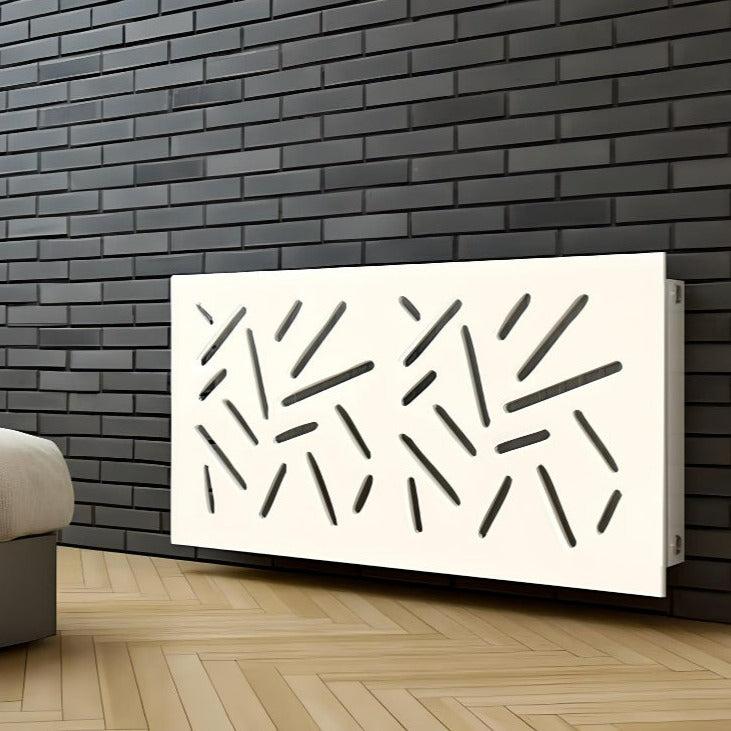 Modern Radiator Heater Cover STICKS Design White in 70 80 90 100 110 120 130 140 150 160 170 180cm-White Gloss-70x70cm-Distinct Designs (London) Ltd
