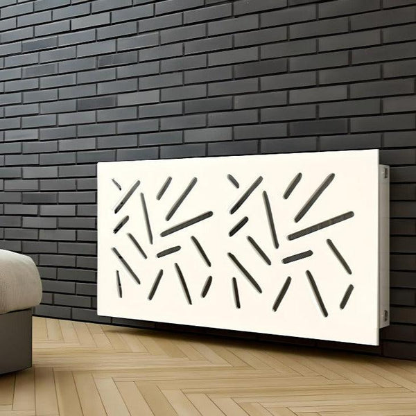Modern Radiator Heater Cover with STICKS Design GLOSS Finish-White Gloss-70x70cm-Distinct Designs (London) Ltd