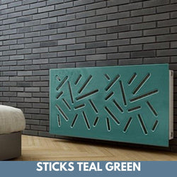 Modern Removable Radiator Cover with subtle STICKS Design in SATIN MATT Finish & Colours-Teal-70x70cm-Distinct Designs (London) Ltd