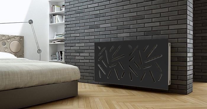 Modern Removable Radiator Cover with subtle STICKS Design in SATIN MATT Finish & Colours-Satin Ink Black-70x70cm-Distinct Designs (London) Ltd
