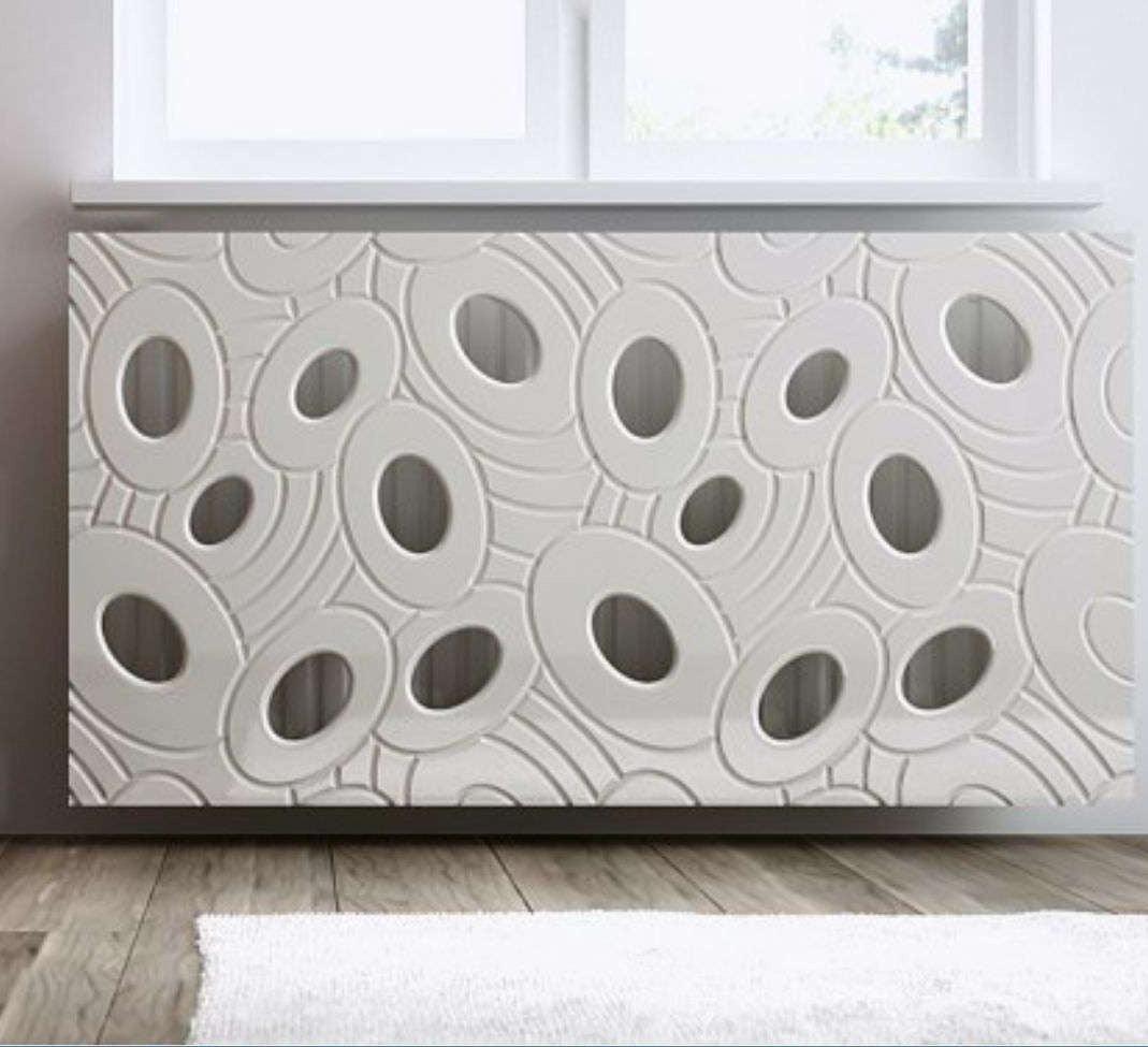 Designer Radiator Heater Cover with Luxury GALAXY Design HIGH GLOSS Finish-Linen-70x70cm-Distinct Designs (London) Ltd