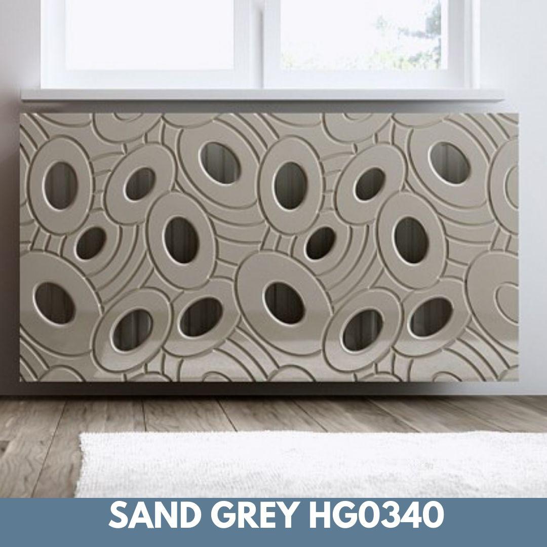 Sophisticated Removable Radiator Heater Cover with bold GALAXY Design HIGH GLOSS Finish & Colours-Sand Grey-70x70cm-Distinct Designs (London) Ltd