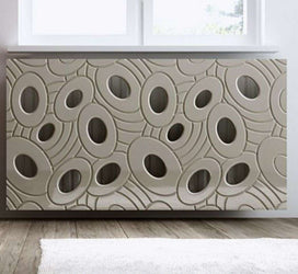 Designer Radiator Heater Cover with Luxury GALAXY Design HIGH GLOSS Finish-Light Grey-70x70cm-Distinct Designs (London) Ltd