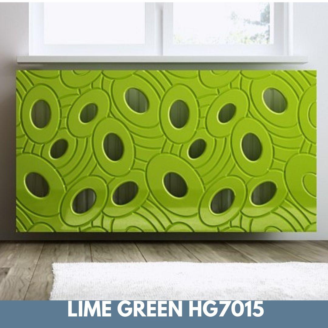 Sophisticated Removable Radiator Heater Cover with bold GALAXY Design HIGH GLOSS Finish & Colours-Lime Green-70x70cm-Distinct Designs (London) Ltd