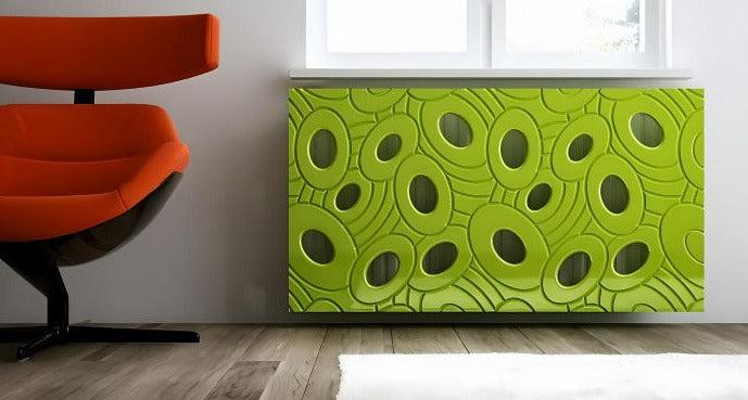 Designer Radiator Heater Cover with Luxury GALAXY Design HIGH GLOSS Finish-Lime Green-70x70cm-Distinct Designs (London) Ltd