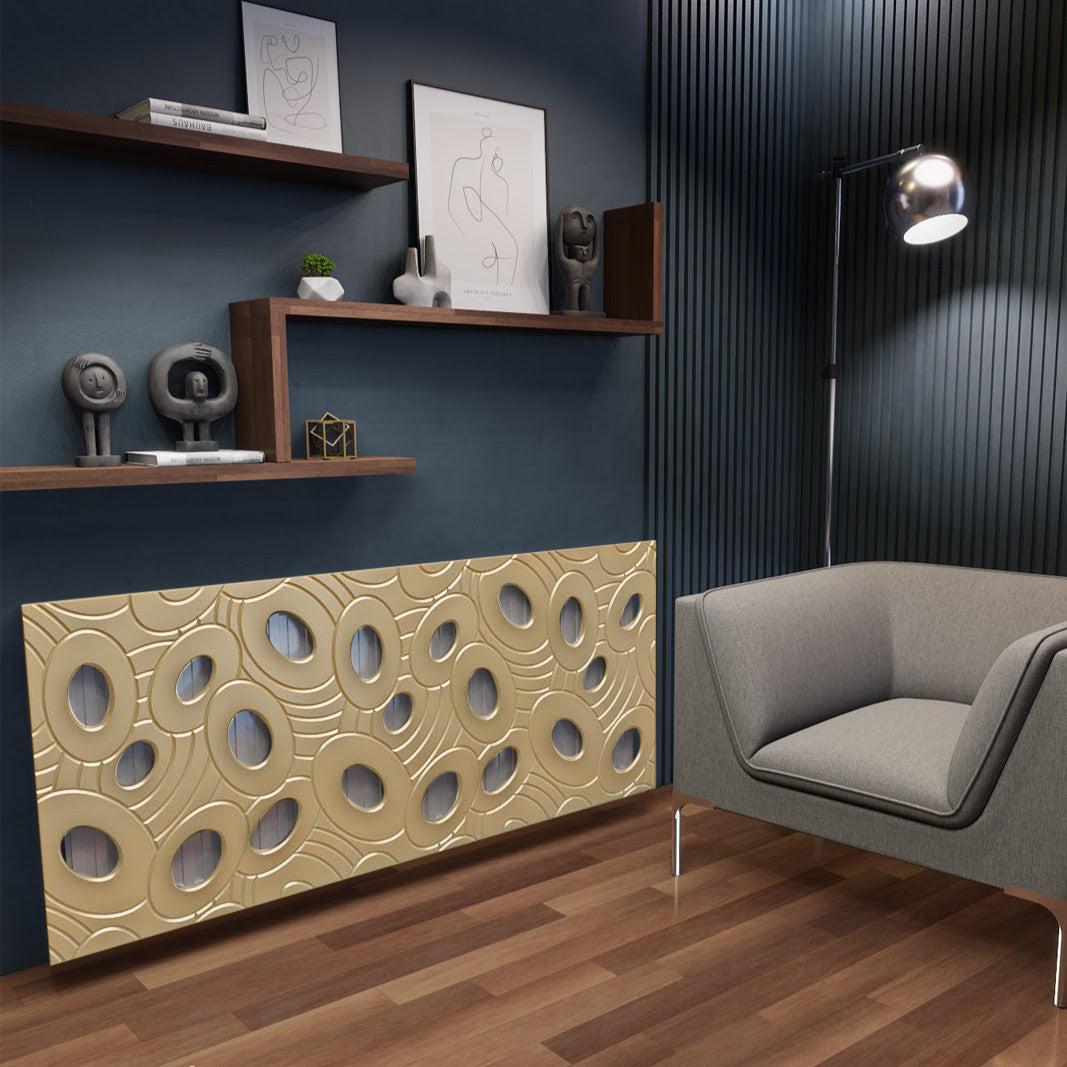 Designer Custom Made Radiator Heater Cover in GOLD Finish with Luxury GALAXY Design Pattern-Gold-70x70cm-Distinct Designs (London) Ltd