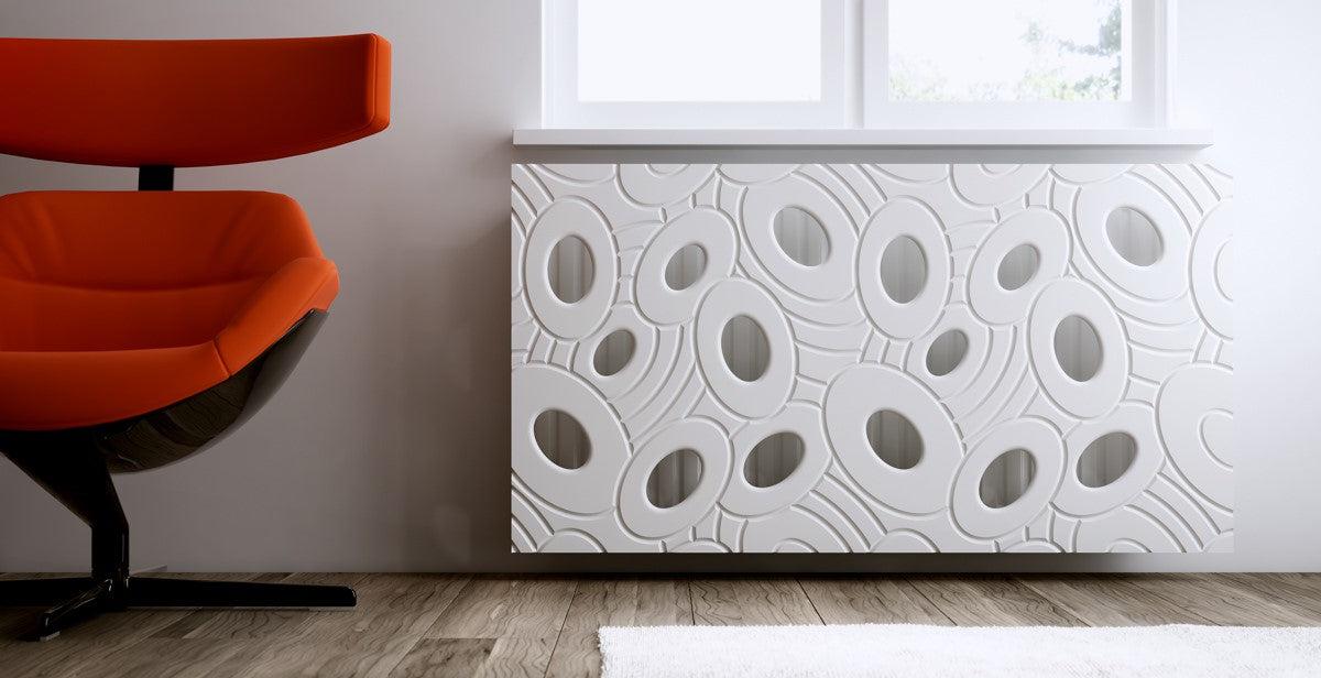 Designer Radiator Heater Cover with Luxury GALAXY Design SATIN MATT Finish-White-70x70cm-Distinct Designs (London) Ltd