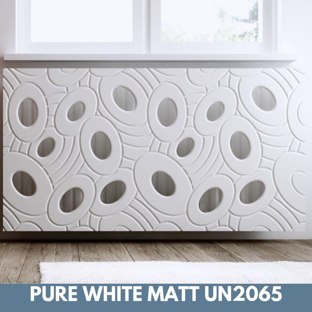 SALE Sophisticated Removable Radiator Heater Cover with bold GALAXY Design in GLOSS White-Distinct Designs (London) Ltd
