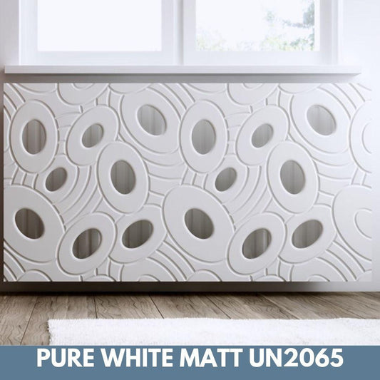 SALE Sophisticated Removable Radiator Heater Cover with bold GALAXY Design in GLOSS White-Distinct Designs (London) Ltd