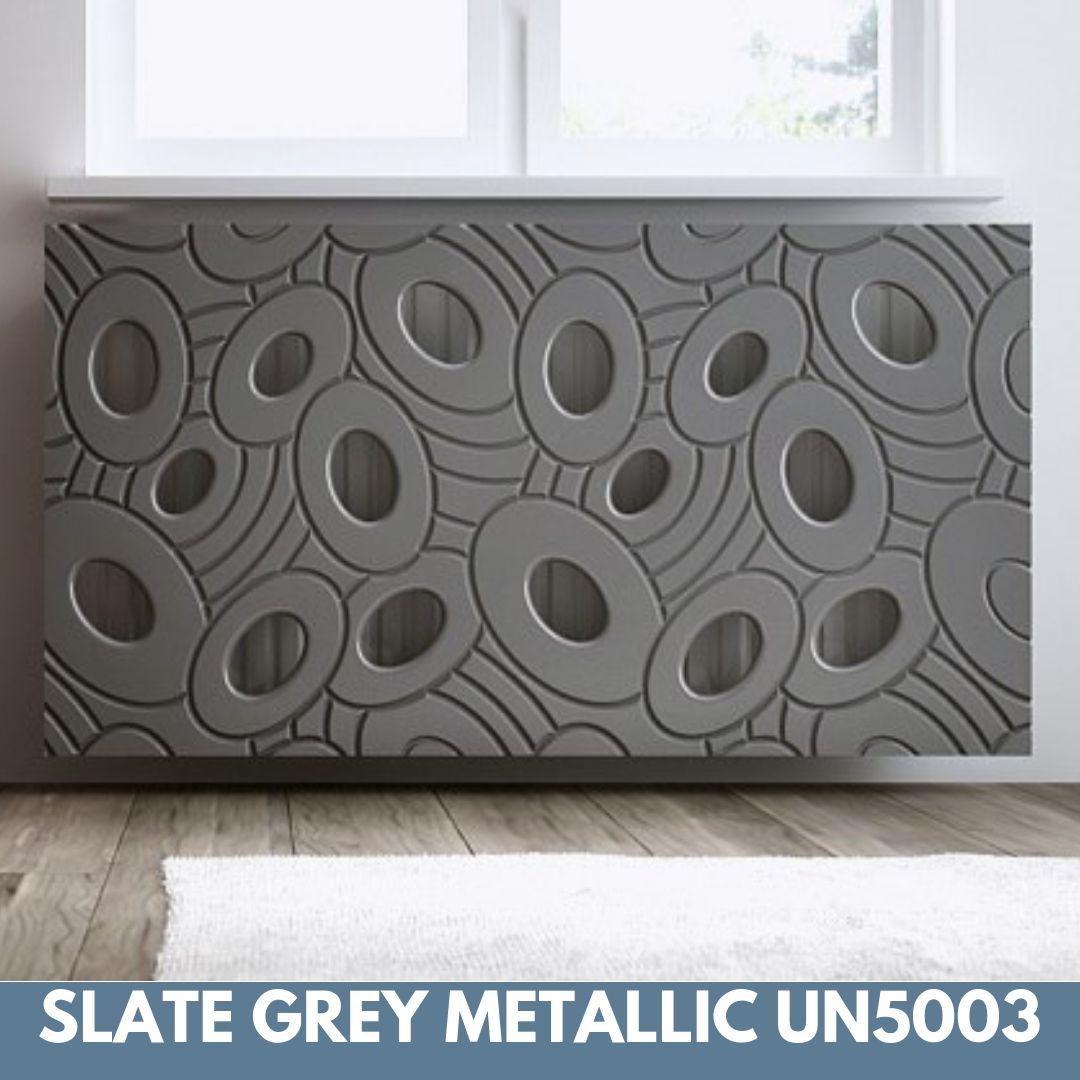 Sophisticated Removable Radiator Heater Cover with bold GALAXY Design in Satin MATT Finish & Colours-Slate Grey-70x70cm-Distinct Designs (London) Ltd
