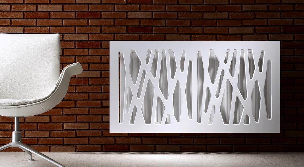 Radiator Heater Cover with Futuristic GEO Design WHITE 70 80 90 100 110 120 130 140 150 160 170 180-Distinct Designs (London) Ltd