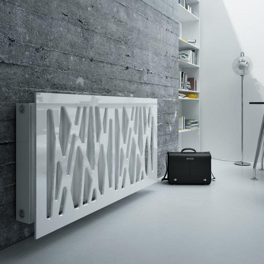 Radiator Heater Cover with Futuristic GEO Design WHITE 70 80 90 100 110 120 130 140 150 160 170 180-White Gloss-70x70cm-Distinct Designs (London) Ltd