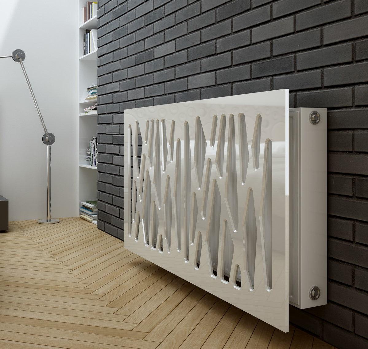 Radiator Heater Cover with Futuristic GEO Design WHITE 70 80 90 100 110 120 130 140 150 160 170 180-White Gloss-70x80cm-Distinct Designs (London) Ltd