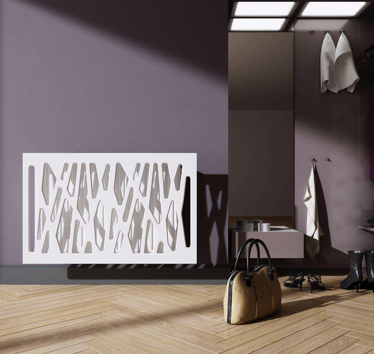 Radiator Heater Cover with Futuristic GEO Design WHITE 70 80 90 100 110 120 130 140 150 160 170 180-Distinct Designs (London) Ltd