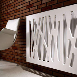SALE Radiator Heater Cover with Futuristic GEO Design WHITE & Slate Grey Metallic-White 70x90cm-Distinct Designs (London) Ltd
