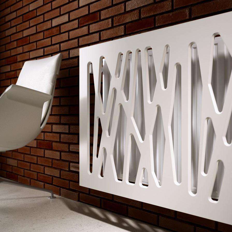 Radiator Heater Cover with Futuristic GEO Design WHITE 70 80 90 100 110 120 130 140 150 160 170 180-White-70x80cm-Distinct Designs (London) Ltd