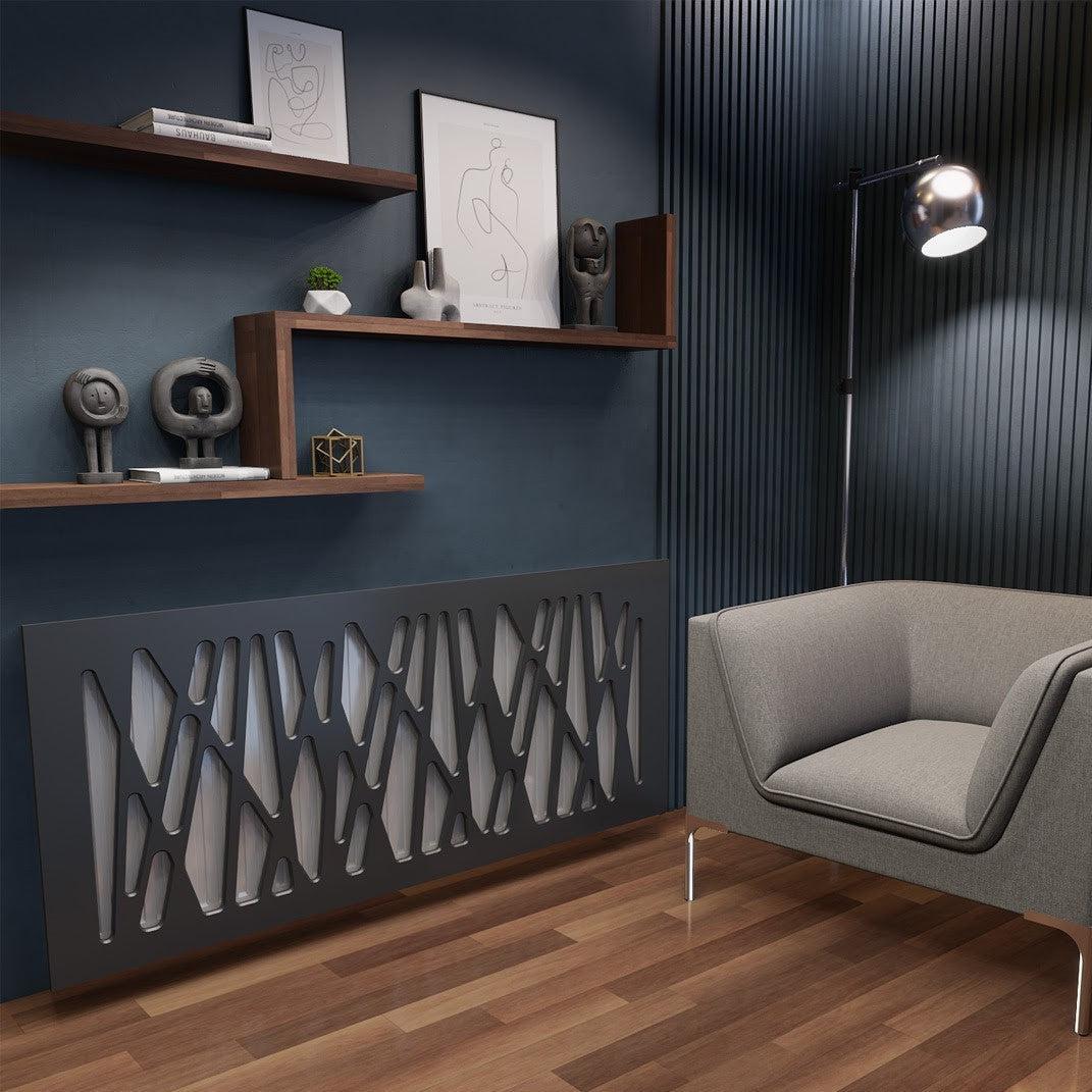 Stylish Radiator Cover with Unusual Futuristic GEO Design SATIN MATT Finish-Distinct Designs (London) Ltd