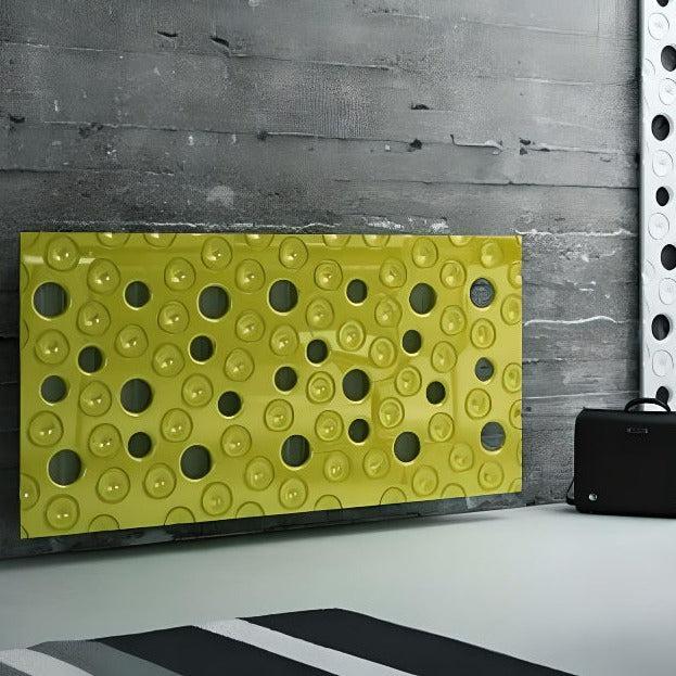 Custom-Made Floating Radiator Heater Cover with Decorative MOON Design HIGH GLOSS Finish-Lime Green-70x70cm-Distinct Designs (London) Ltd