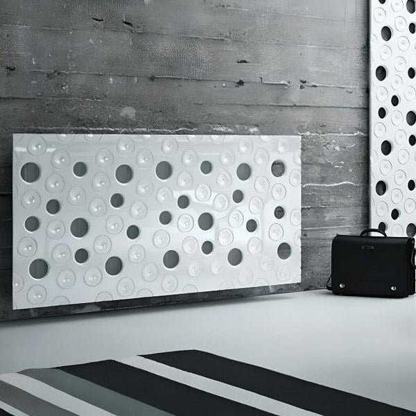 Custom-Made Floating Radiator Heater Cover with Decorative MOON Design HIGH GLOSS Finish-White Gloss-70x70cm-Distinct Designs (London) Ltd