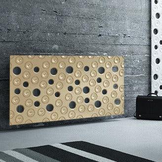 Custom-Made Floating Radiator Heater Cover in GOLD Finish with Decorative MOON Design Pattern-Gold-70x70cm-Distinct Designs (London) Ltd