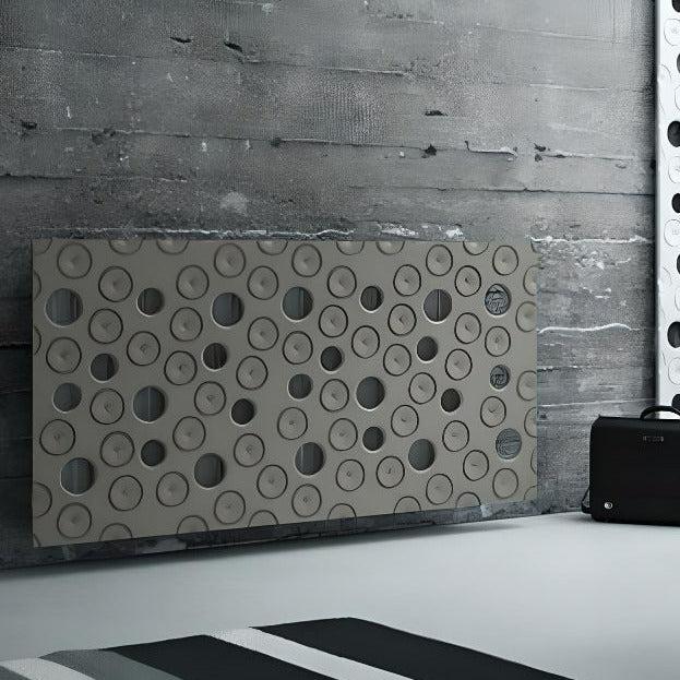 Custom-Made Floating Radiator Heater Cover with Decorative MOON Design SATIN MATT Finish-Light Wood-70x70cm-Distinct Designs (London) Ltd