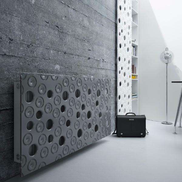 Custom-Made Floating Radiator Heater Cover with Decorative MOON Design SATIN MATT Finish-Slate Grey-70x70cm-Distinct Designs (London) Ltd