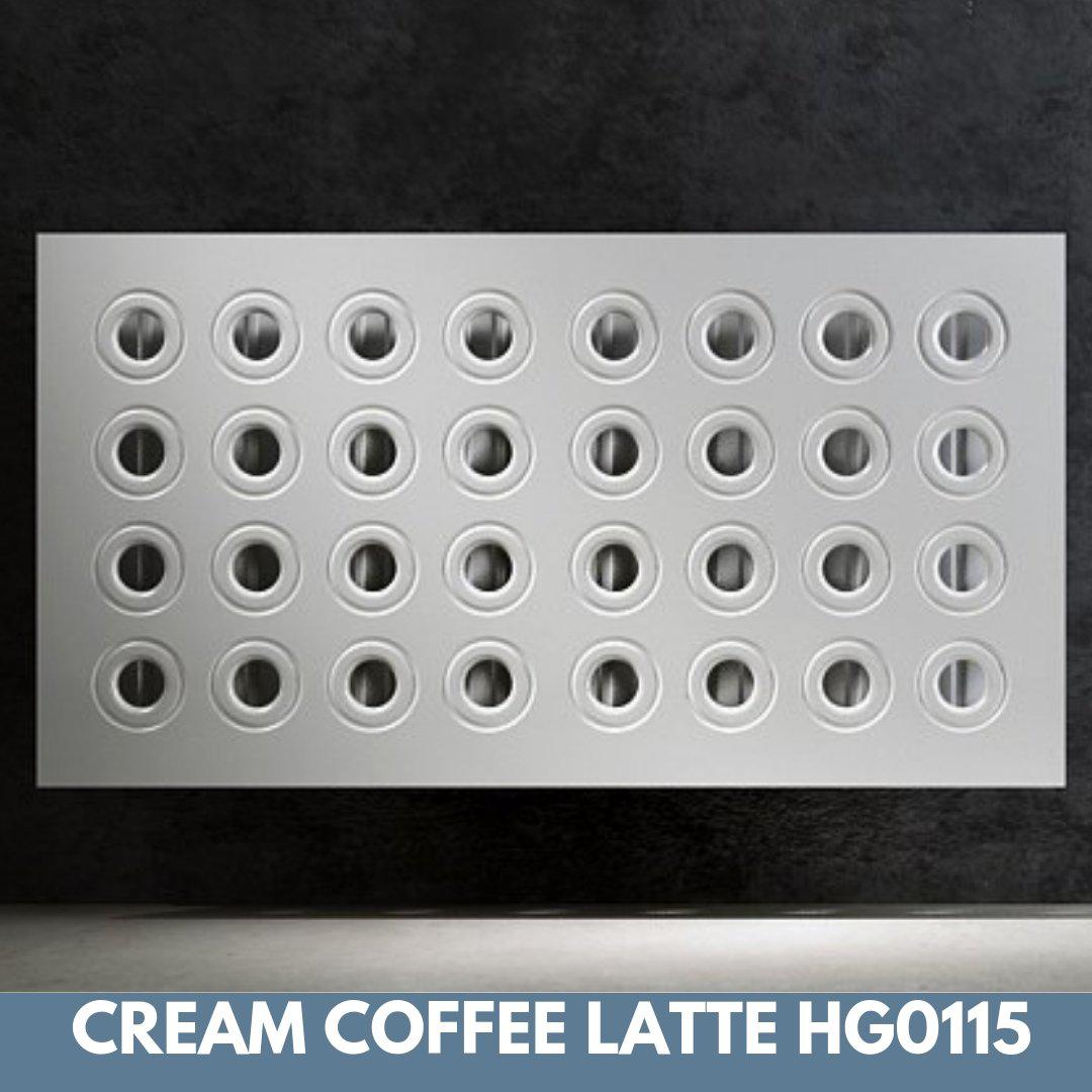 Modern Removable Radiator Heater Cover with Contemporary RINGS Design in GLOSS Finish & Colours-Coffee Latte-70x70cm-Distinct Designs (London) Ltd