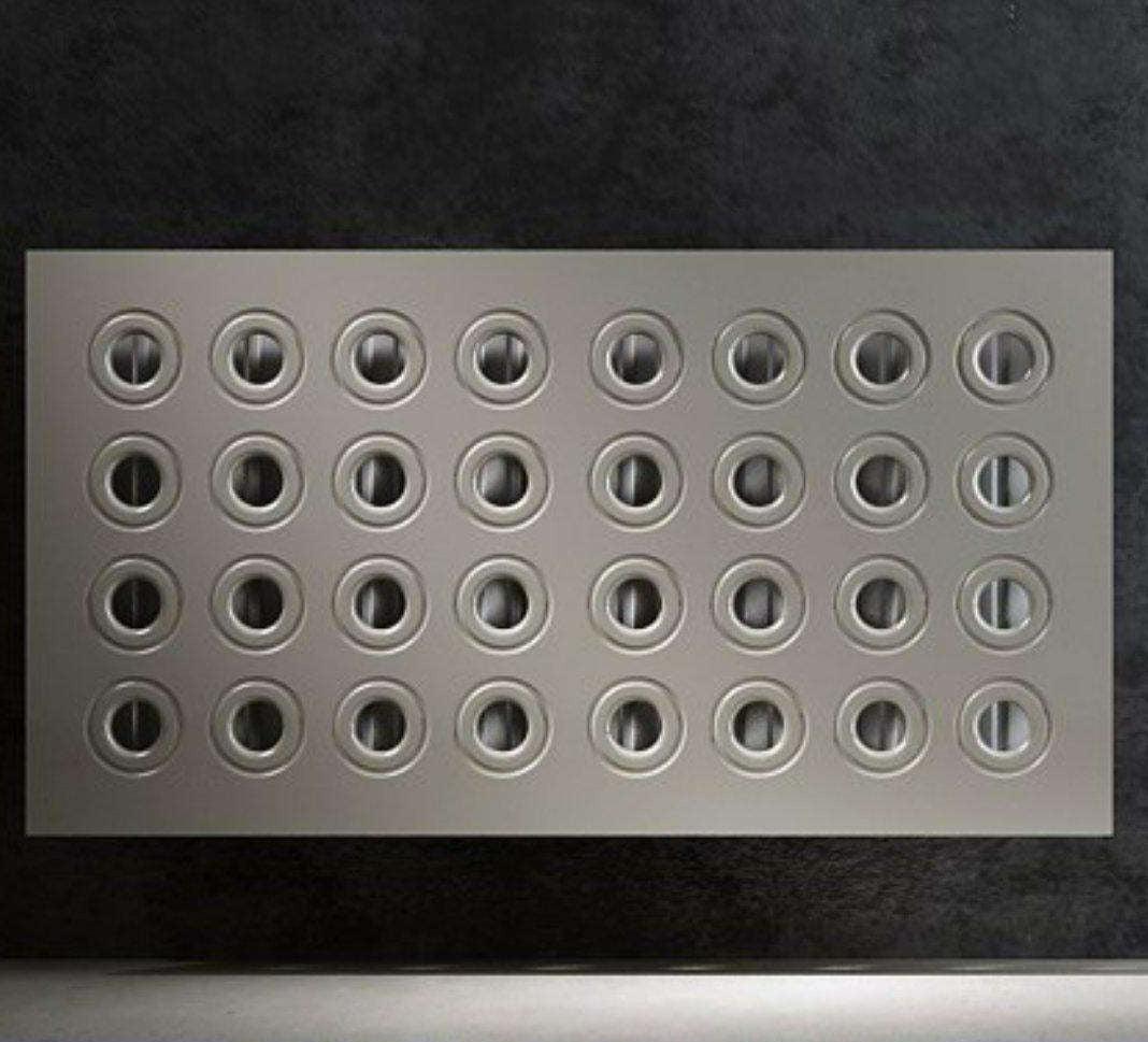 Made to Measure Radiator Heater Cover with Contemporary RINGS Design HIGH GLOSS Finish-Light Grey-70x70cm-Distinct Designs (London) Ltd