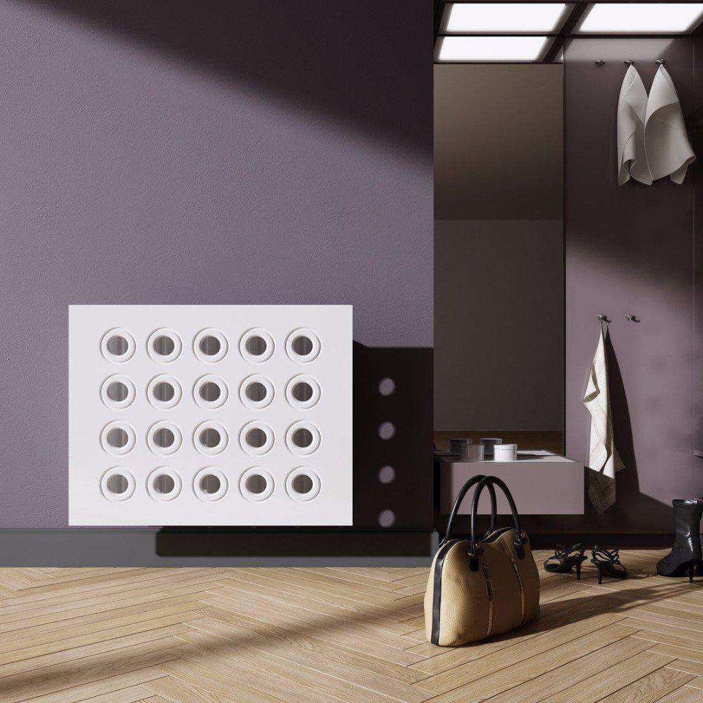 Made toMeasure Radiator Heater Cover RINGS Design WHITE 70 80 90 100 110 120 130 140 150 160 170 180-Distinct Designs (London) Ltd