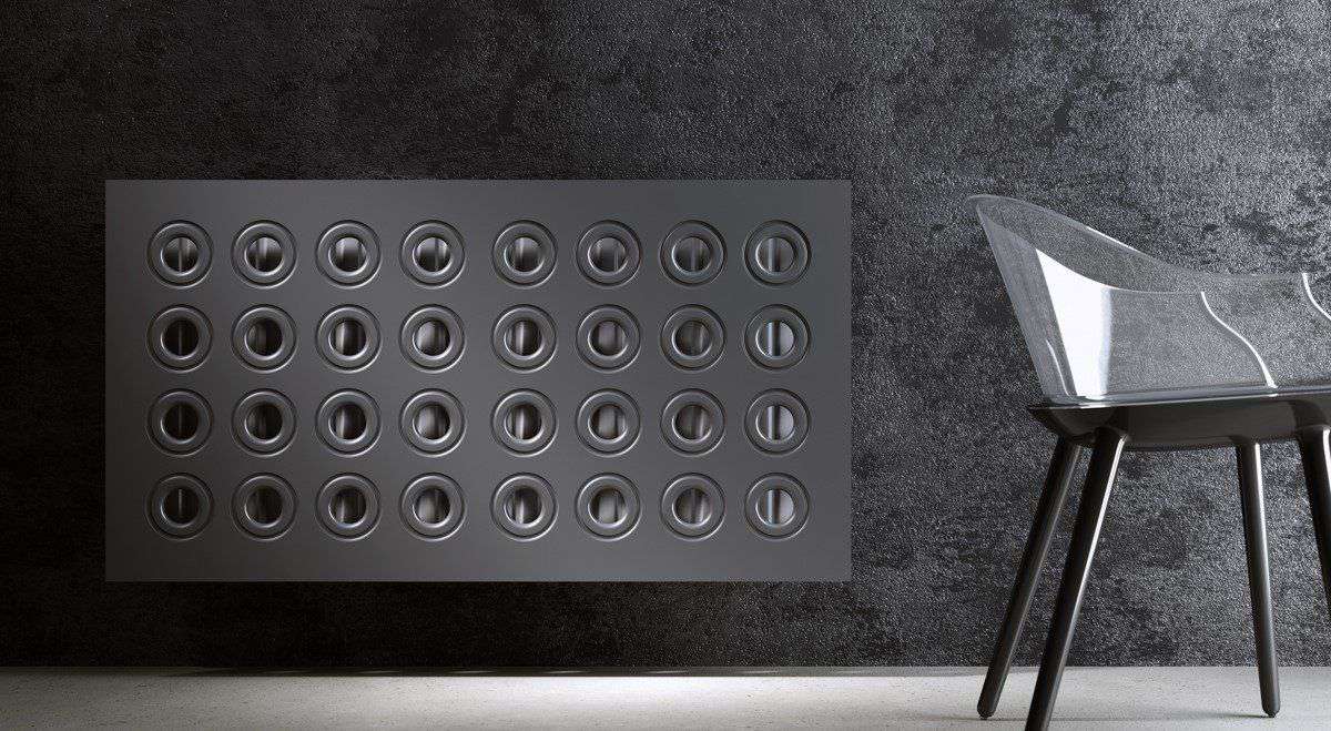 Made to Measure Radiator Heater Cover with Contemporary RINGS Design SATIN MATT Finish-Slate Grey-70x70cm-Distinct Designs (London) Ltd