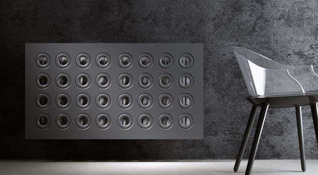 Made to Measure Radiator Heater Cover with Contemporary RINGS Design SATIN MATT Finish-Slate Grey-70x70cm-Distinct Designs (London) Ltd