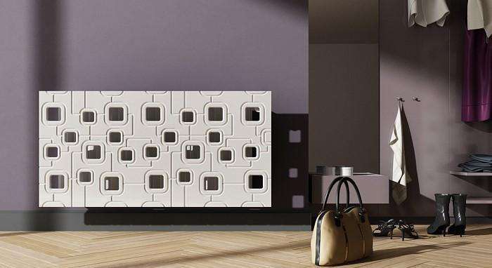 Bespoke Radiator Heater Cover geometric SATURN Design WHITE available in lengths from 70cm to 180cm-Distinct Designs (London) Ltd