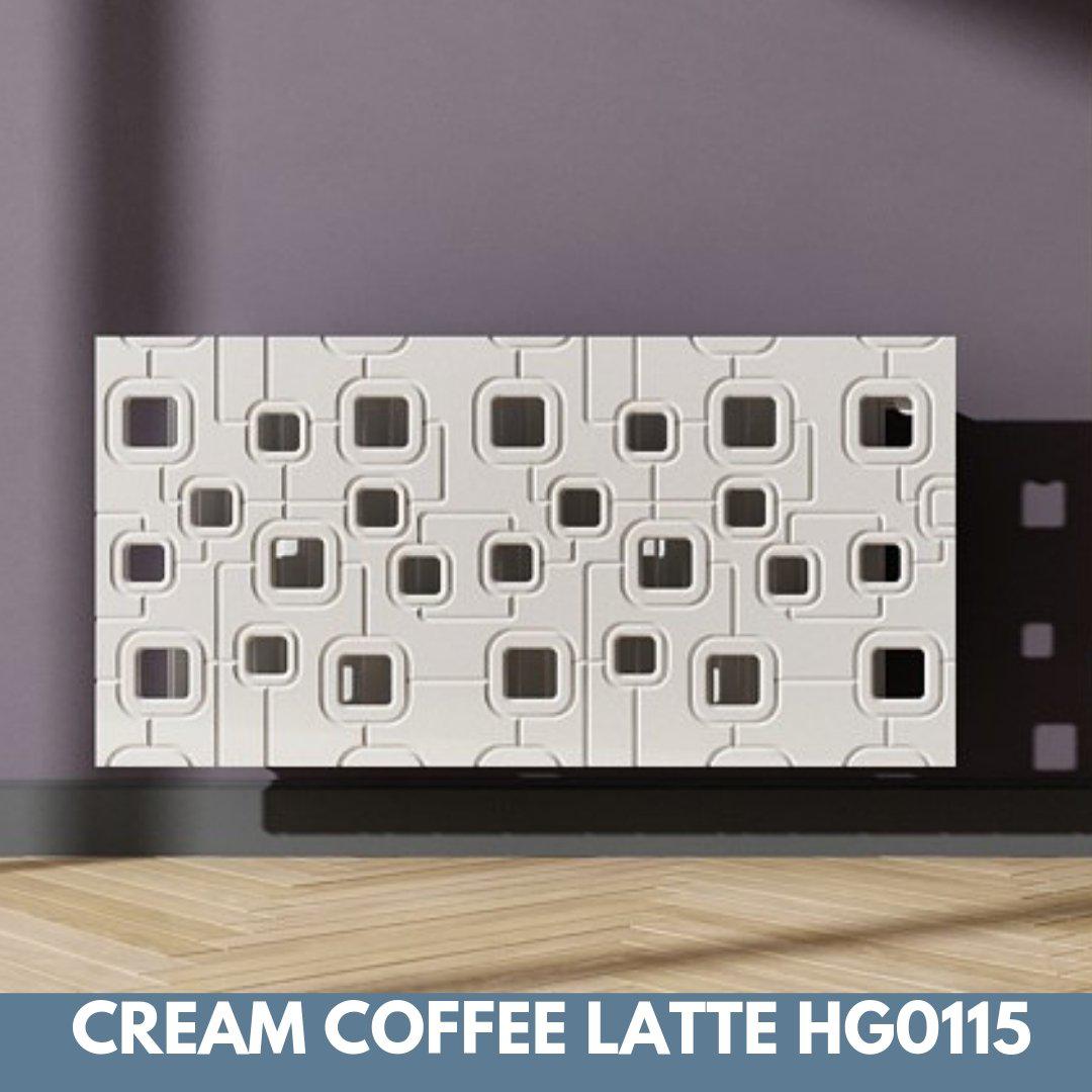 Bespoke Removable Radiator Heater Cover with geometric SATURN Design in HIGH GLOSS Finish & Colours-Coffee Latte-70x70cm-Distinct Designs (London) Ltd