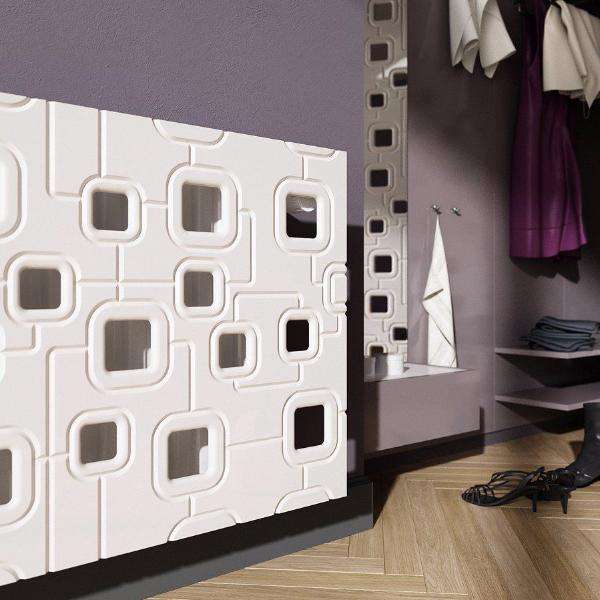 Bespoke Radiator Heater Cover geometric SATURN Design WHITE available in lengths from 70cm to 180cm-White-70x70cm-Distinct Designs (London) Ltd