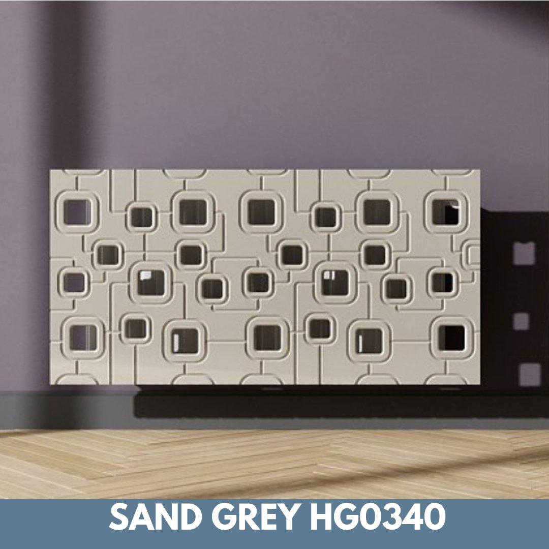 Bespoke Removable Radiator Heater Cover with geometric SATURN Design in HIGH GLOSS Finish & Colours-Sand Grey-70x70cm-Distinct Designs (London) Ltd