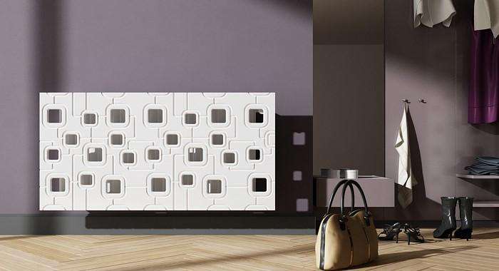 Bespoke Floating Radiator Heater Cover with geometric SATURN Design HIGH GLOSS Finish-White Gloss-70x70cm-Distinct Designs (London) Ltd