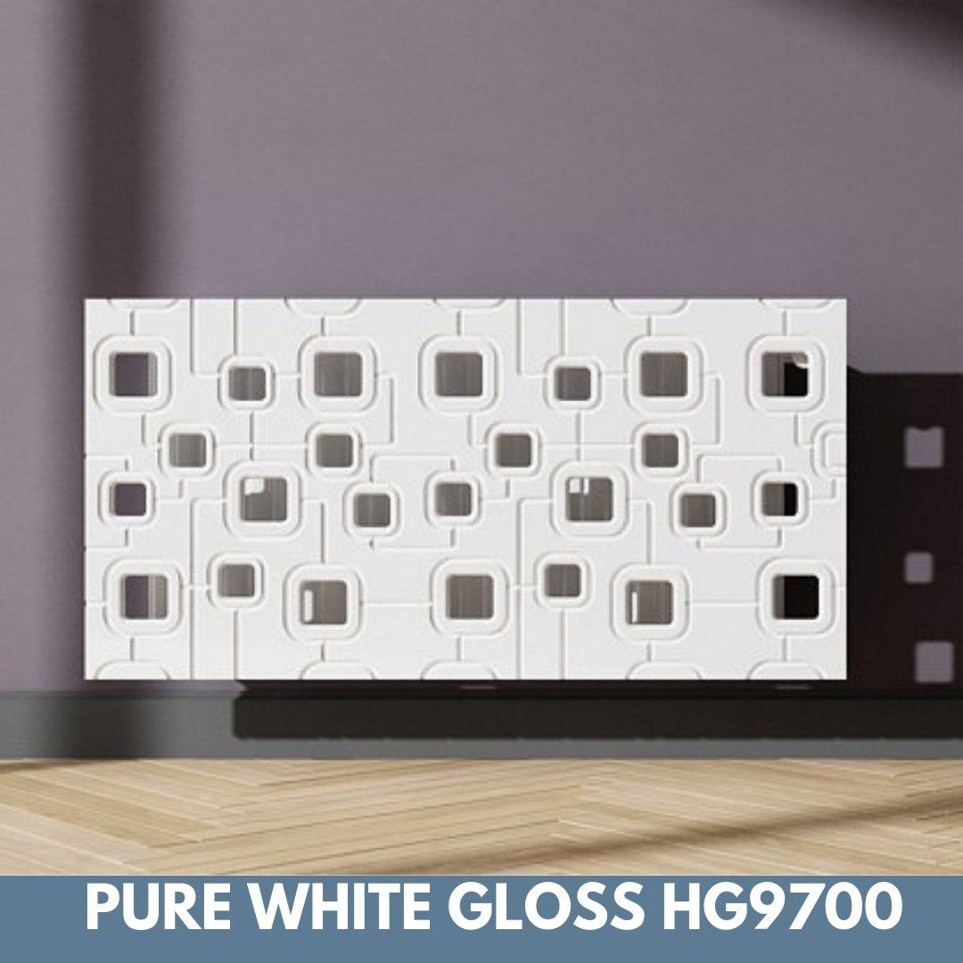 Bespoke Removable Radiator Heater Cover with geometric SATURN Design in HIGH GLOSS Finish & Colours-White Gloss-70x70cm-Distinct Designs (London) Ltd