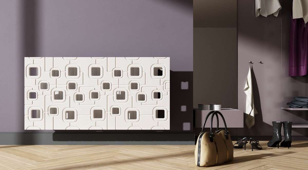 Bespoke Radiator Heater Cover with geometric SATURN Design SATIN MATT Finish-White-70x70cm-Distinct Designs (London) Ltd
