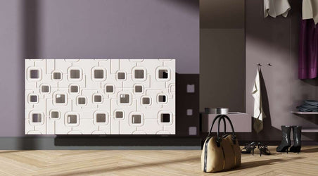 Bespoke Radiator Heater Cover with geometric SATURN Design SATIN MATT Finish-White-70x70cm-Distinct Designs (London) Ltd
