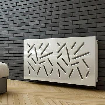 Modern Radiator Heater Cover with STICKS Design GLOSS Finish-Linen-70x70cm-Distinct Designs (London) Ltd