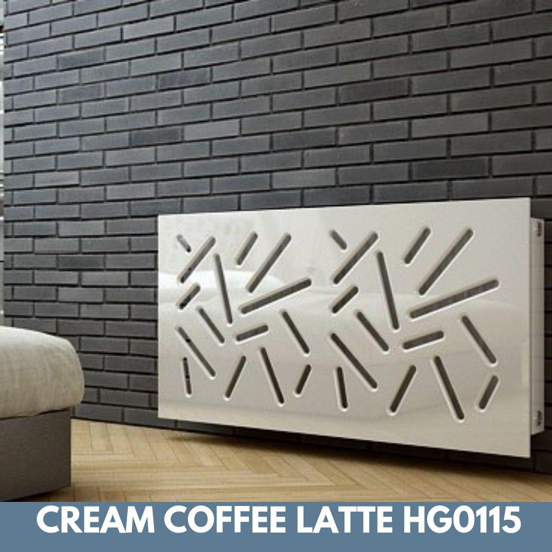 Modern Removable Radiator Cover with subtle STICKS Design HIGH GLOSS Finish & Colours-Coffee Latte-70x70cm-Distinct Designs (London) Ltd