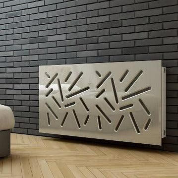 Modern Radiator Heater Cover with STICKS Design GLOSS Finish-Light Grey-70x70cm-Distinct Designs (London) Ltd